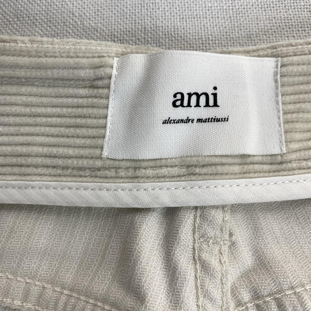 AMI PARIS Alexandre Mattiussi Women's Size XS Flare Leg Corduroy Trousers Ivory - Picture 11 of 14